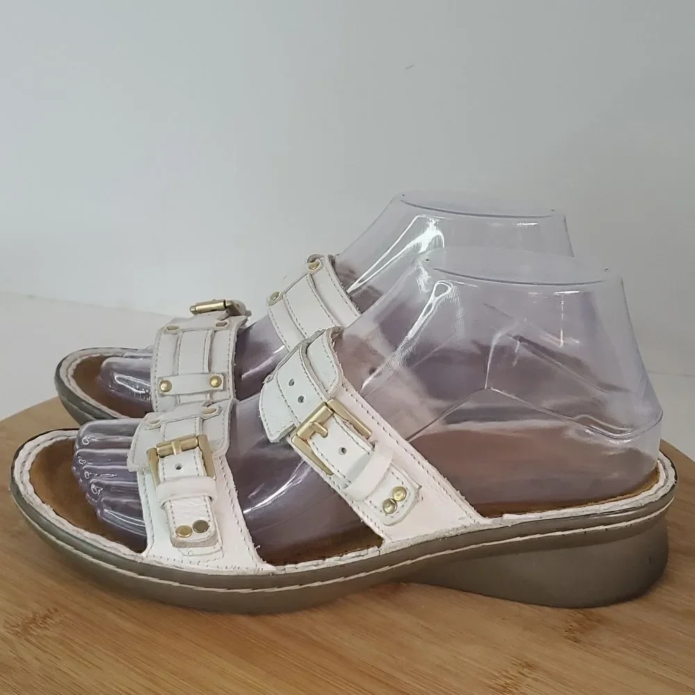 NAOT Karaoke Slip on White Leather Slide Sandals Women's Shoe Size EU 37